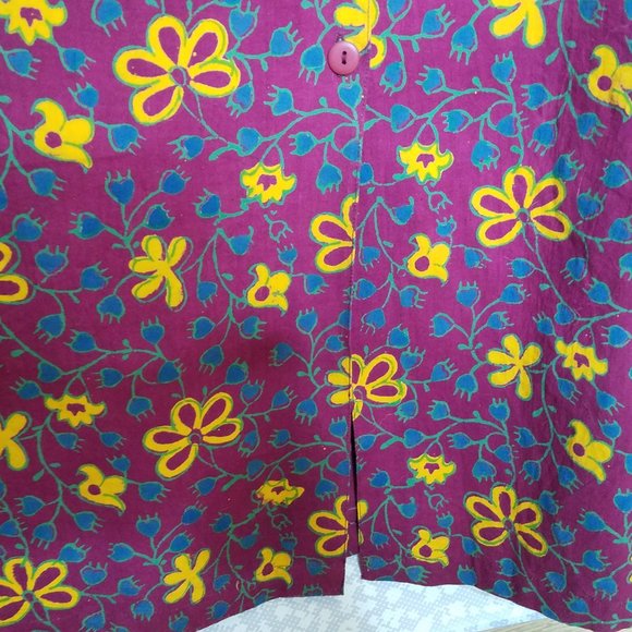 Vtg J. Peterman Company Hand Painted Floral Shift Dress - Picture 7 of 16